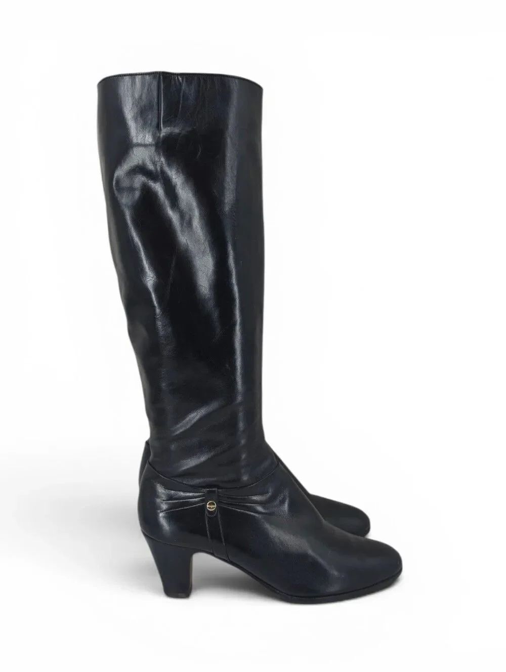 Salvatore Ferragamo Vintage Tall Black Leather Heeled Boots